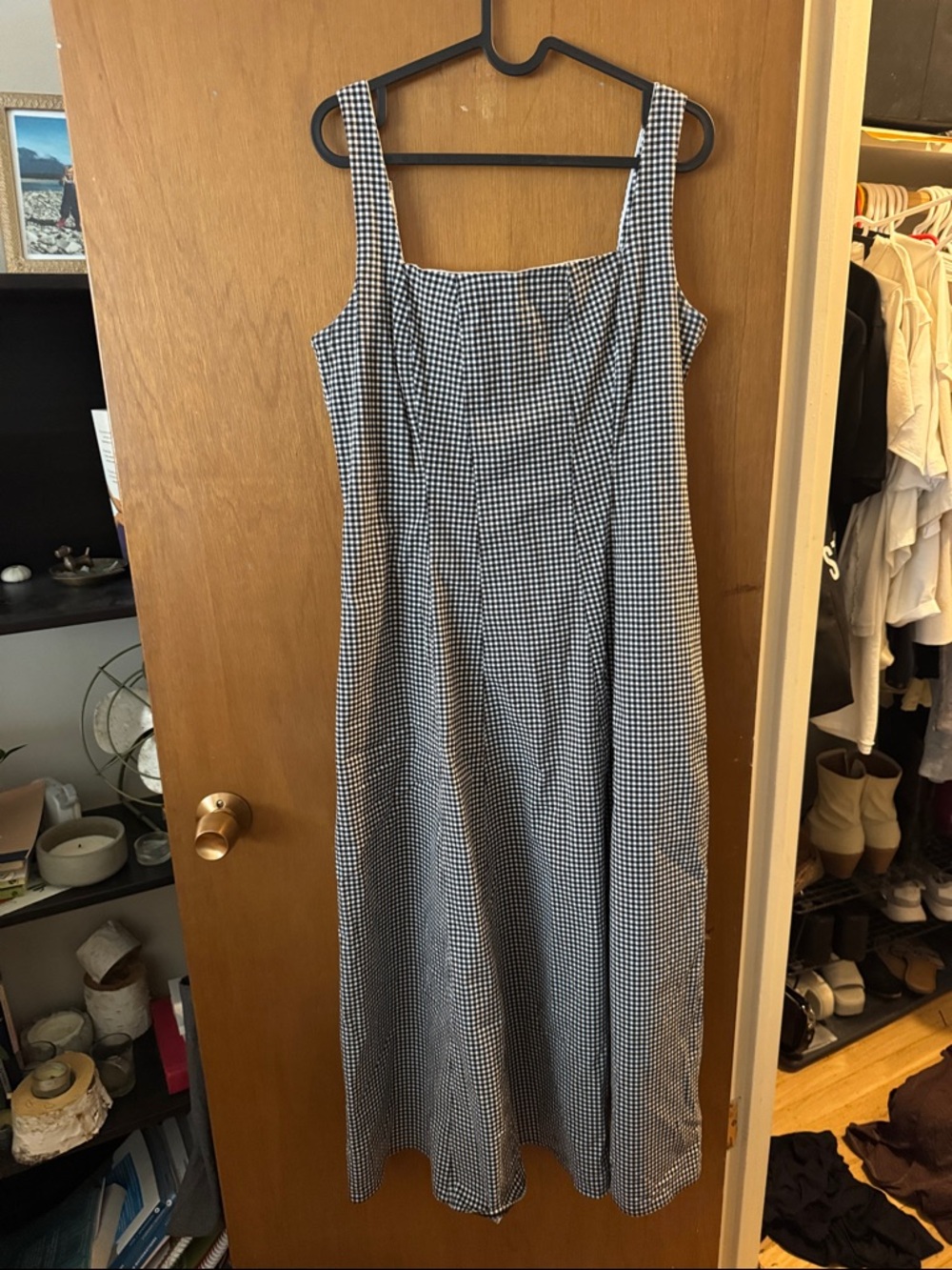 Abercrombie Sleeveless Gingham Maxi Dress in Black & White